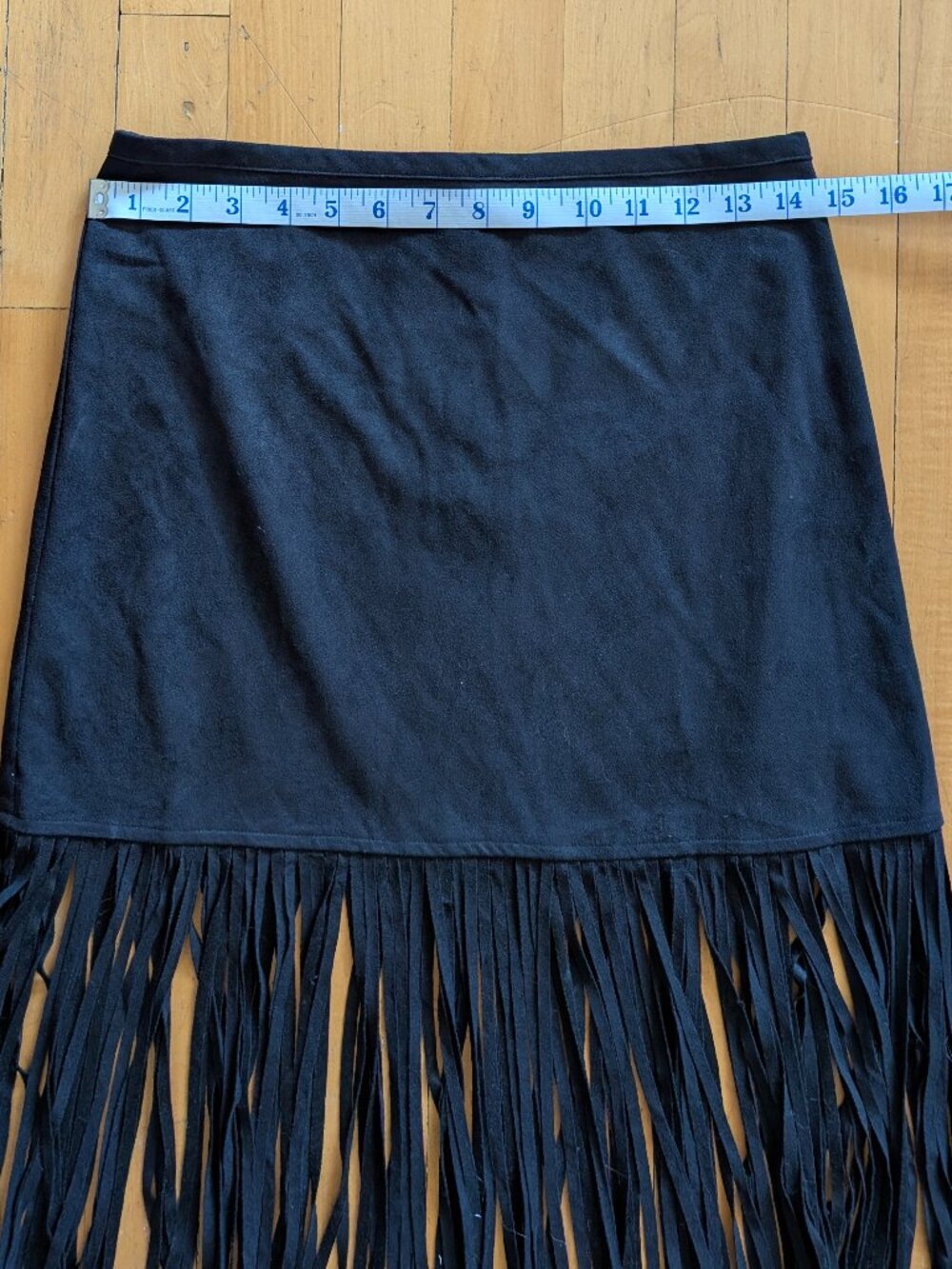 Faux Suede Black Fringe Maxi Skirt - Picture 4 of 7
